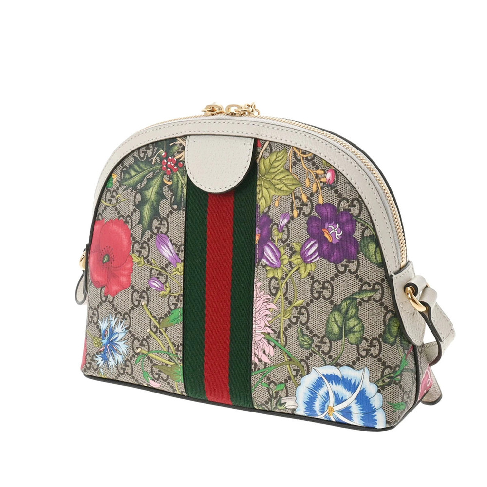 Gucci GG Flora Canvas Bag Supreme White Shoulder Flower Beige